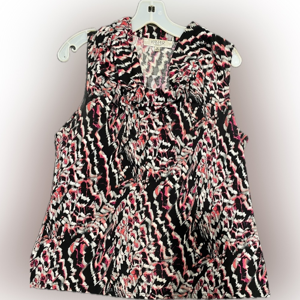 Pink and black sleeveless dress shirt